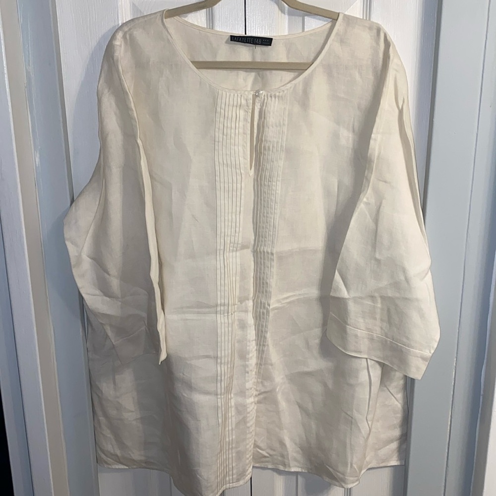 Lafayette 148 NY Linen Tunic Shirt - Picture 2 of 10